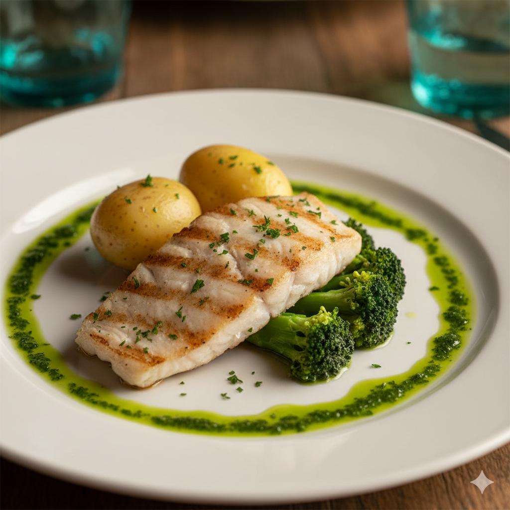 Grilled fish with vegetables