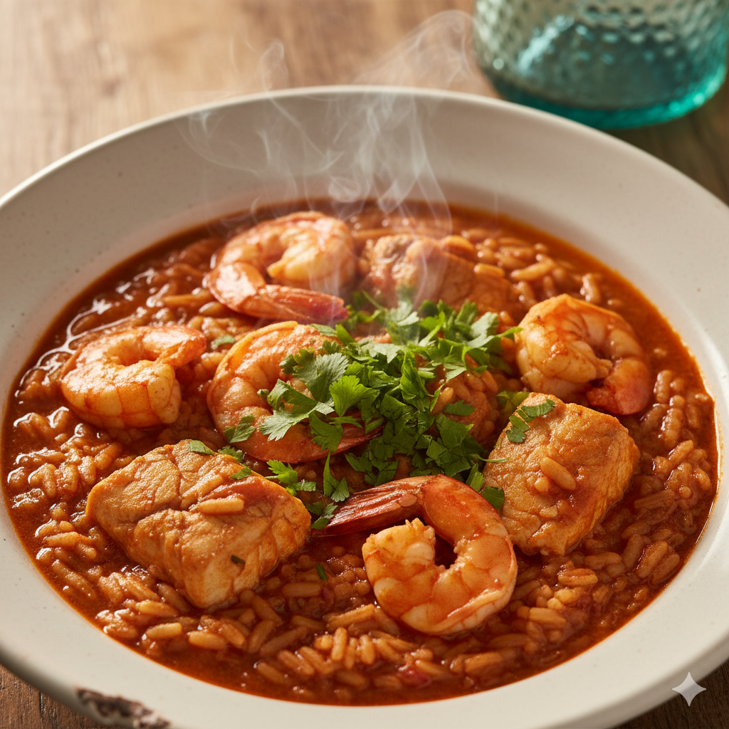 Seafood rice with shrimp