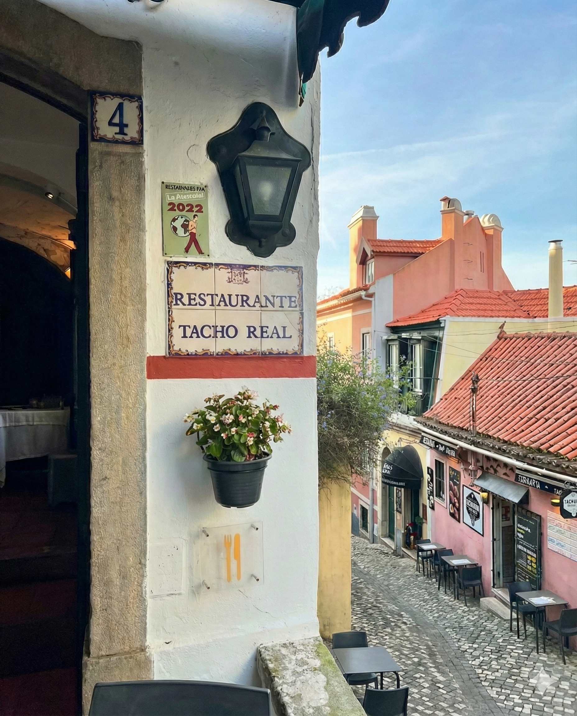 Tacho Real restaurant entrance in Sintra with traditional azulejo tiles